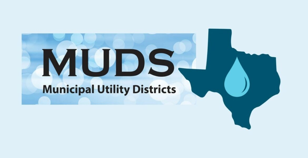 Texas Municipal Utility Districts: Texas state outline with a water drop